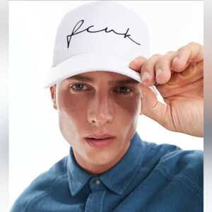 NWOT French Connection FCUK script logo cap in white